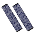 White And Blue Indian Elephant Print Car Seat Belt Covers