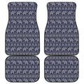 White And Blue Indian Elephant Print Front and Back Car Floor Mats