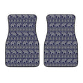 White And Blue Indian Elephant Print Front Car Floor Mats