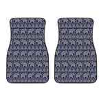 White And Blue Indian Elephant Print Front Car Floor Mats