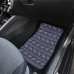 White And Blue Indian Elephant Print Front Car Floor Mats