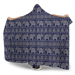White And Blue Indian Elephant Print Hooded Blanket