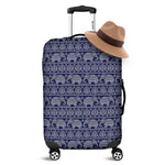 White And Blue Indian Elephant Print Luggage Cover