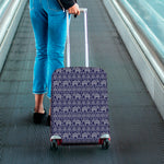 White And Blue Indian Elephant Print Luggage Cover