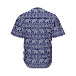 White And Blue Indian Elephant Print Men's Baseball Jersey