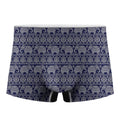 White And Blue Indian Elephant Print Men's Boxer Briefs