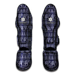 White And Blue Indian Elephant Print Muay Thai Shin Guard