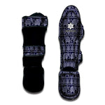 White And Blue Indian Elephant Print Muay Thai Shin Guard