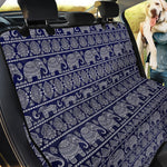 White And Blue Indian Elephant Print Pet Car Back Seat Cover