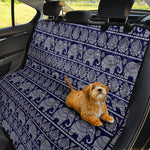 White And Blue Indian Elephant Print Pet Car Back Seat Cover