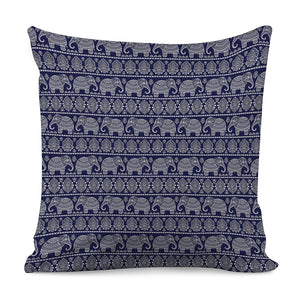 White And Blue Indian Elephant Print Pillow Cover