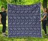 White And Blue Indian Elephant Print Quilt