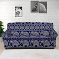 White And Blue Indian Elephant Print Sofa Cover