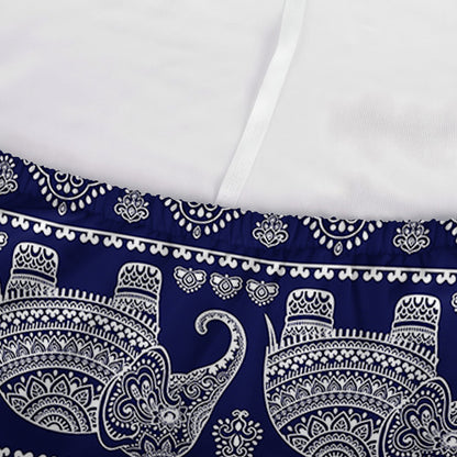 White And Blue Indian Elephant Print Sofa Cover