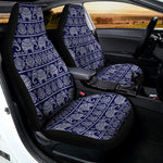White And Blue Indian Elephant Print Universal Fit Car Seat Covers