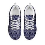 White And Blue Indian Elephant Print White Sneakers