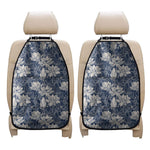 White And Blue Lotus Flower Print Car Seat Organizers