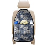 White And Blue Lotus Flower Print Car Seat Organizers