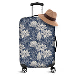 White And Blue Lotus Flower Print Luggage Cover