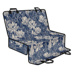 White And Blue Lotus Flower Print Pet Car Back Seat Cover