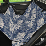 White And Blue Lotus Flower Print Pet Car Back Seat Cover