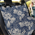 White And Blue Lotus Flower Print Pet Car Back Seat Cover