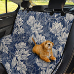 White And Blue Lotus Flower Print Pet Car Back Seat Cover