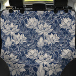 White And Blue Lotus Flower Print Pet Car Back Seat Cover