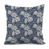 White And Blue Lotus Flower Print Pillow Cover