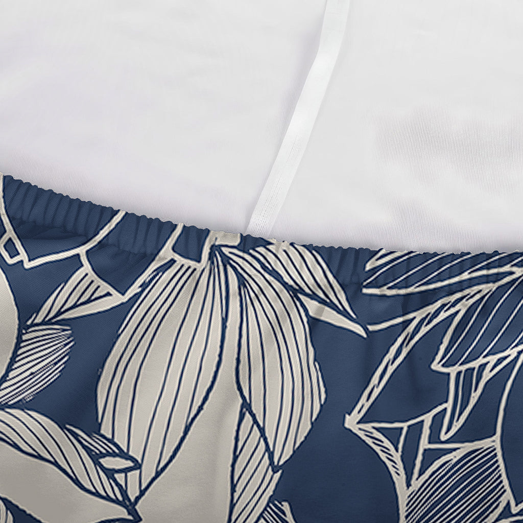 White And Blue Lotus Flower Print Sofa Cover