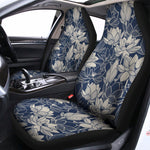 White And Blue Lotus Flower Print Universal Fit Car Seat Covers