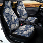 White And Blue Lotus Flower Print Universal Fit Car Seat Covers