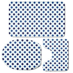 White And Blue Polka Dot Pattern Print 3 Piece Bath Mat Set