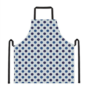 White And Blue Polka Dot Pattern Print Apron