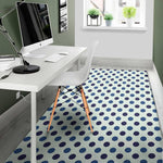 White And Blue Polka Dot Pattern Print Area Rug