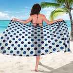 White And Blue Polka Dot Pattern Print Beach Sarong Wrap