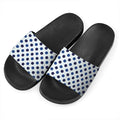 White And Blue Polka Dot Pattern Print Black Slide Sandals