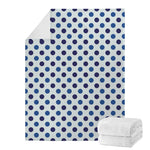 White And Blue Polka Dot Pattern Print Blanket