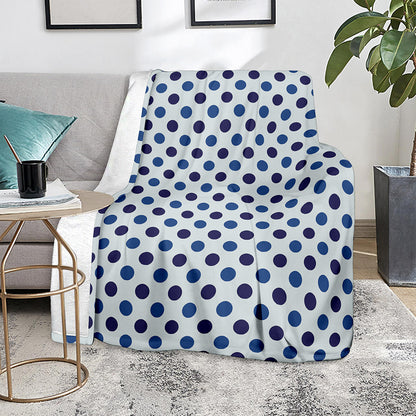 White And Blue Polka Dot Pattern Print Blanket