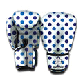 White And Blue Polka Dot Pattern Print Boxing Gloves