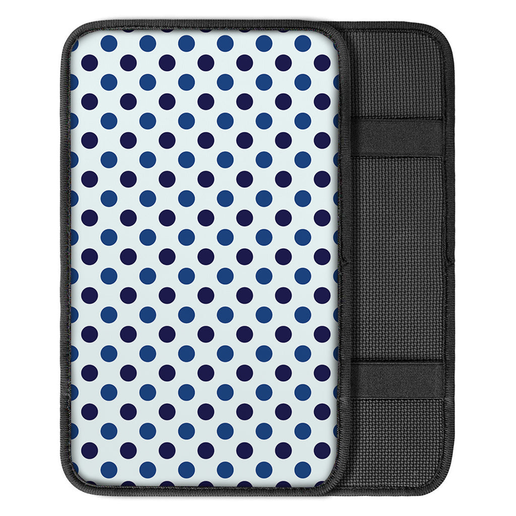 White And Blue Polka Dot Pattern Print Car Center Console Cover