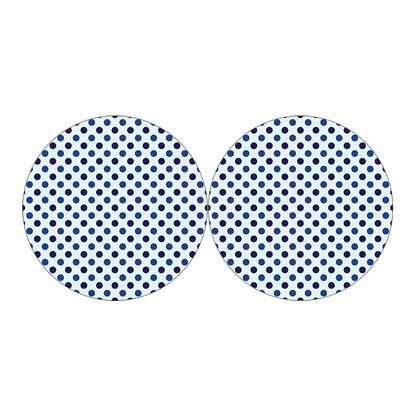 White And Blue Polka Dot Pattern Print Car Coasters