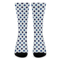 White And Blue Polka Dot Pattern Print Crew Socks