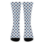White And Blue Polka Dot Pattern Print Crew Socks