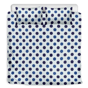 White And Blue Polka Dot Pattern Print Duvet Cover Bedding Set