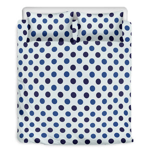 White And Blue Polka Dot Pattern Print Duvet Cover Bedding Set