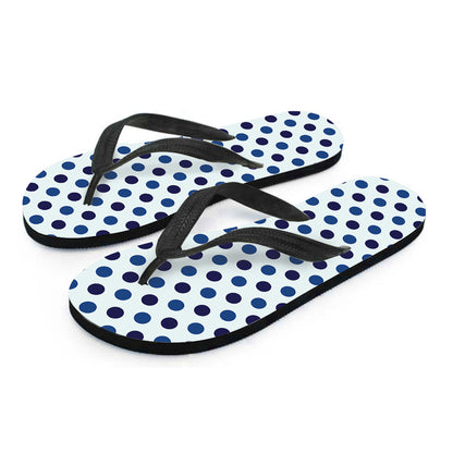 White And Blue Polka Dot Pattern Print Flip Flops