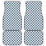 White And Blue Polka Dot Pattern Print Front and Back Car Floor Mats