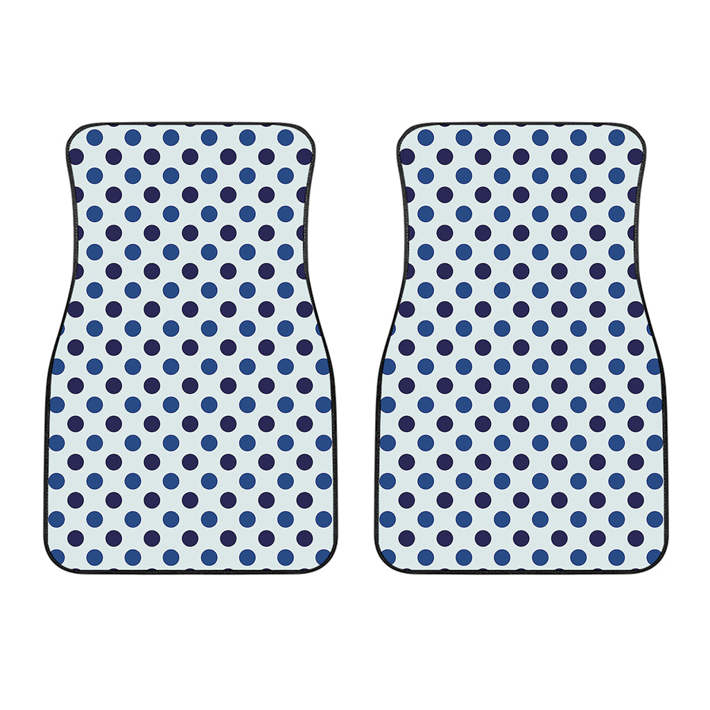 White And Blue Polka Dot Pattern Print Front Car Floor Mats