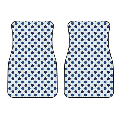 White And Blue Polka Dot Pattern Print Front Car Floor Mats